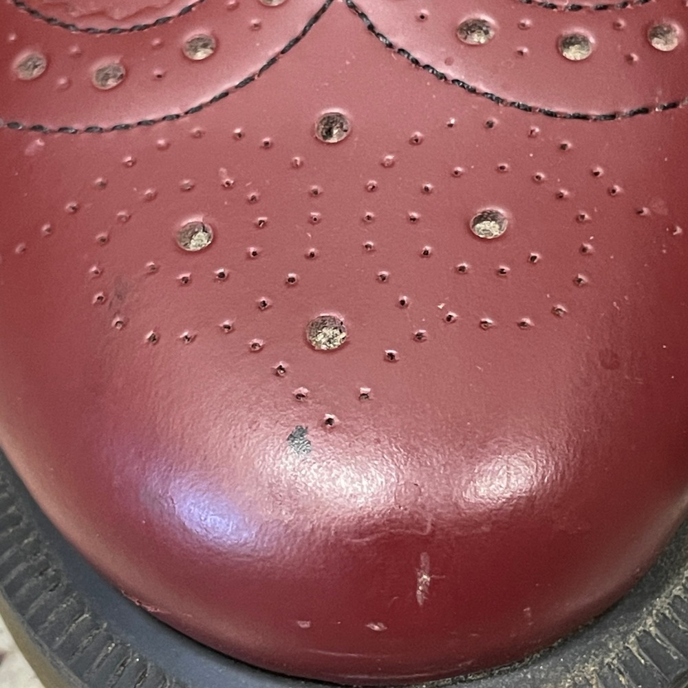 Dr Martens 3989 Cherry Red Leather Wingtip Brogue Shoes Mens 11 Womens 12 - Picture 10 of 11